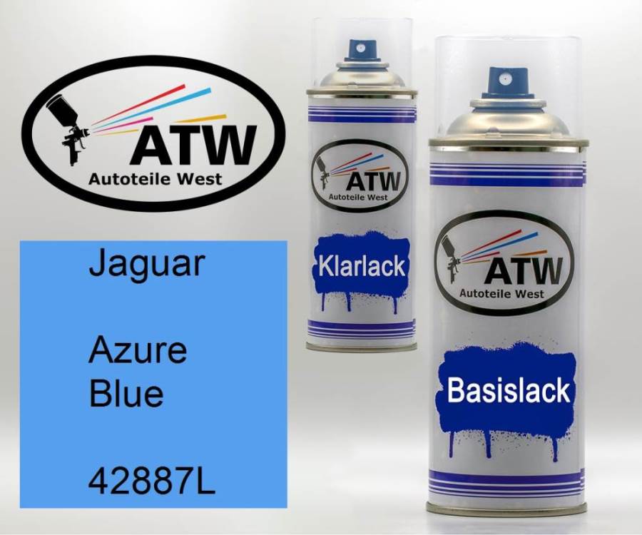 Jaguar, Azure Blue, 42887L: 400ml Sprühdose + 400ml Klarlack - Set, von ATW Autoteile West.